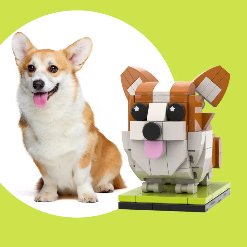 Personalisierte Bausteinfigur - 1 Hund - Personalisierter Corgi