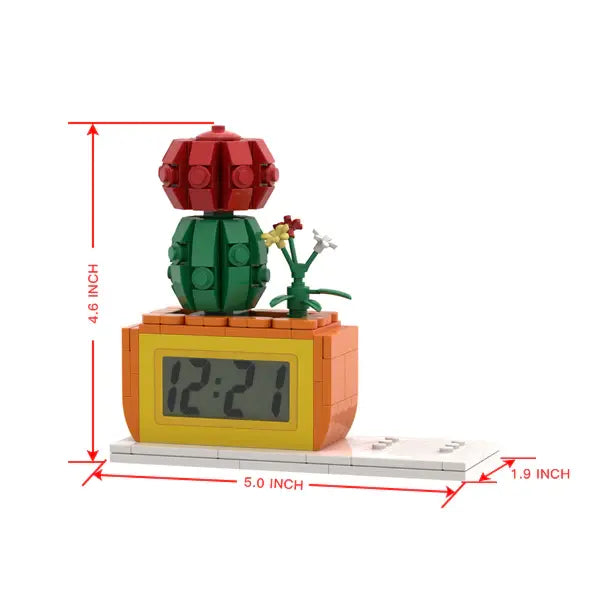 Individuelle Bausteinfiguren – Uhr mit Pflanzentopf – Geschenk für sie