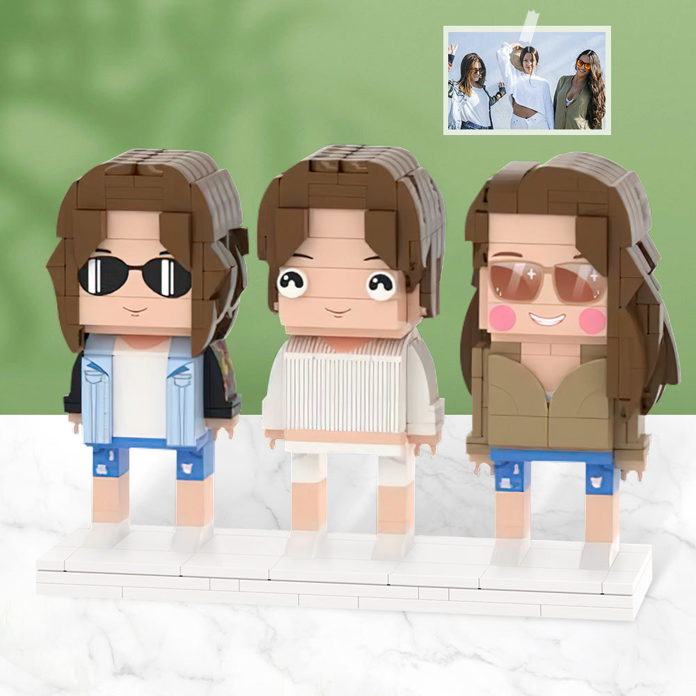 Personalisierte Bausteinfiguren – 3 Personen – Geschenk für die Freundin