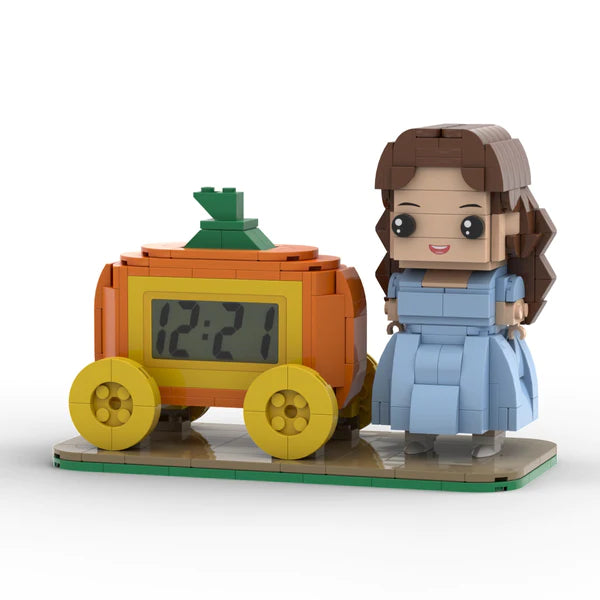 Personalisierte Bausteinfiguren – Uhr mit Kürbis-Design – Personalisiertes Geschenk