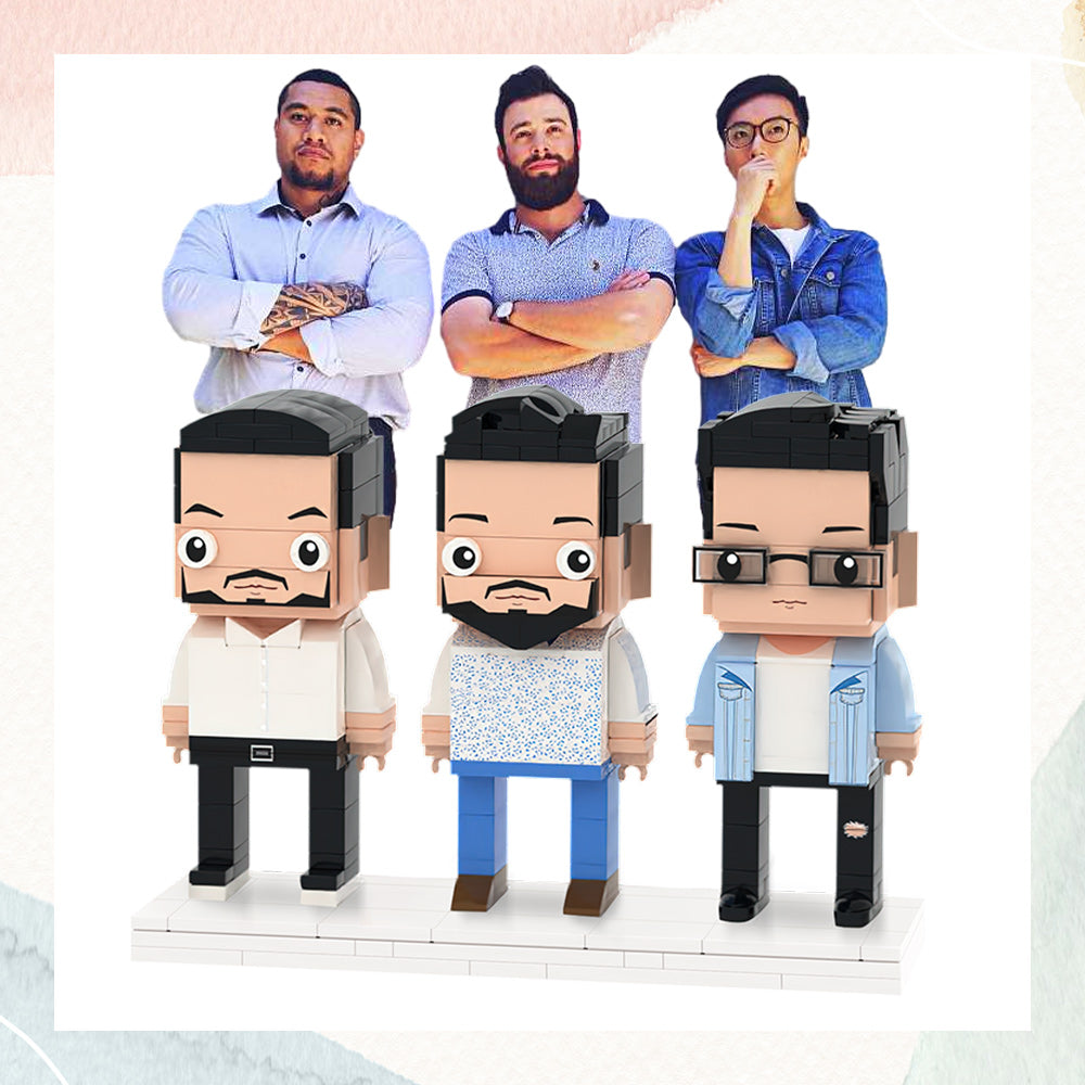 Personalisierte Bausteinfiguren – 3 Personen – Geschenk für Freunde