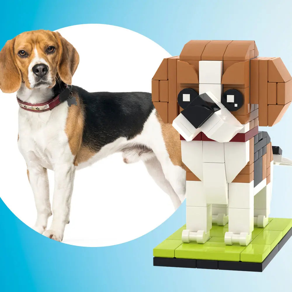 Personalisierte Bausteinfigur – 1 Hund – Personalisierter Beagle