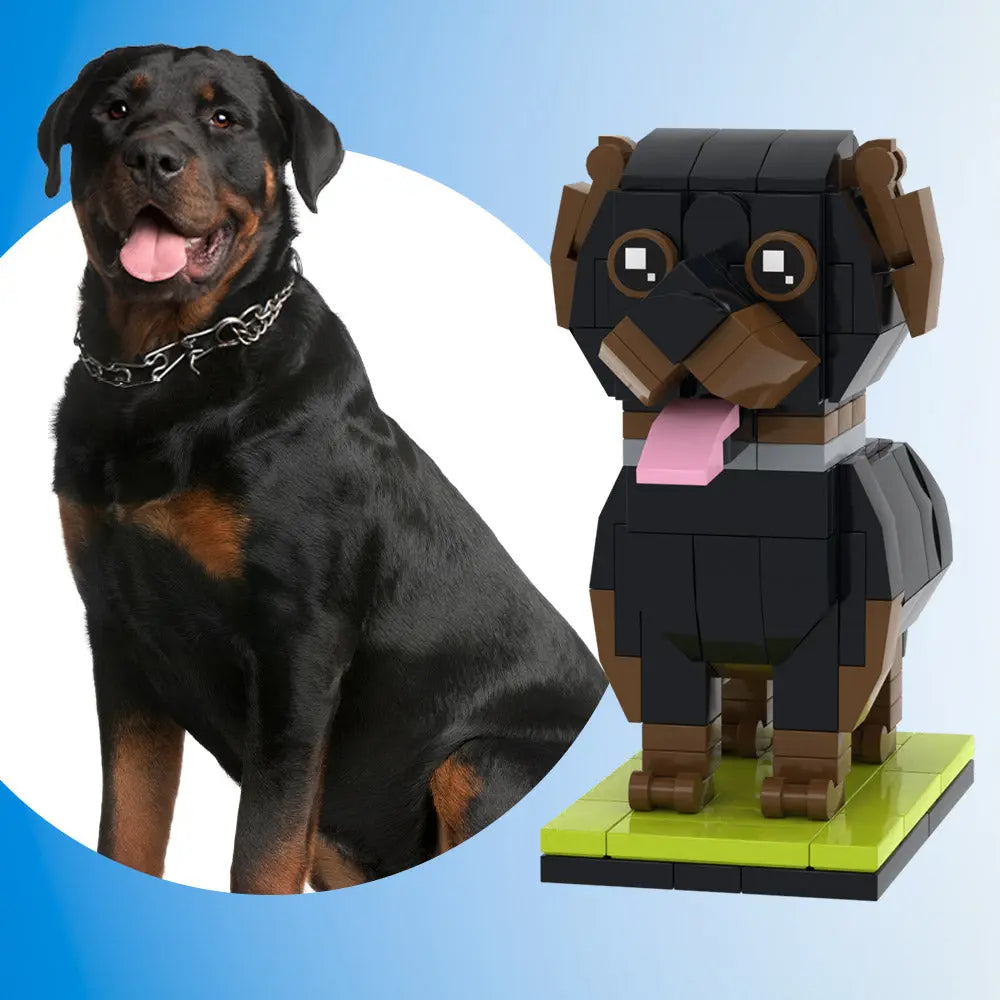 Individuelle Bausteinfigur – 1 Hund – Personalisierter Rottweiler