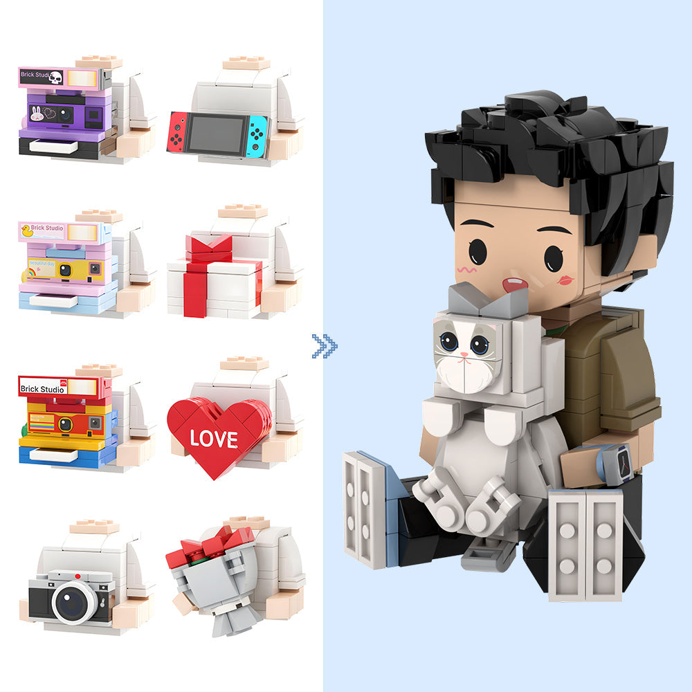 Individuelle Bausteinfigur – Sitzende Figur – Personalisierbares Spielzeug