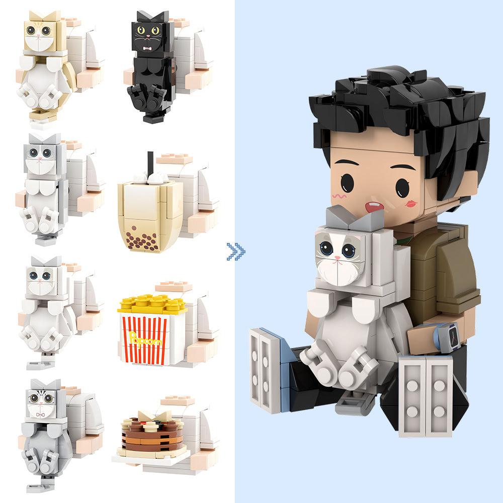 Individuelle Bausteinfigur – Sitzende Figur – Personalisierbares Spielzeug