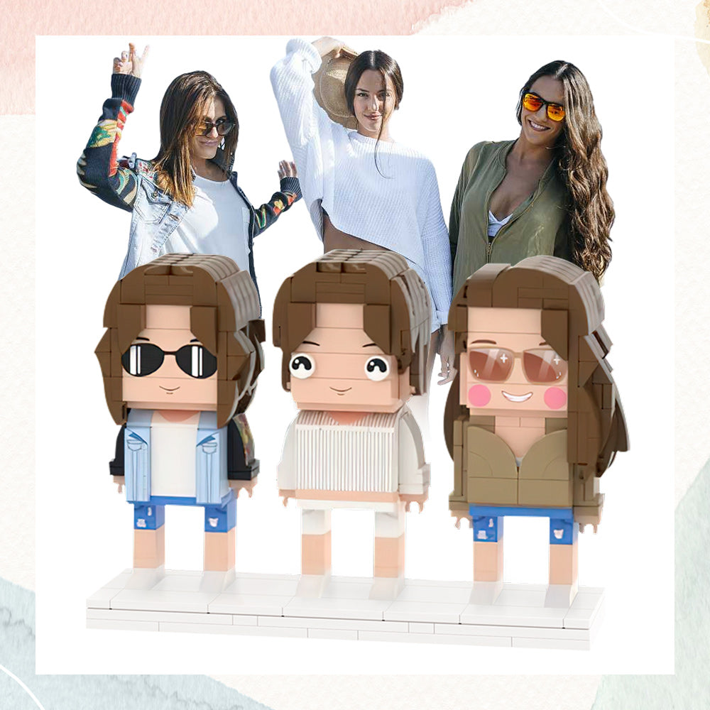 Individuelle Bausteinfiguren – 3 Personen – Geschenk für die Freundin