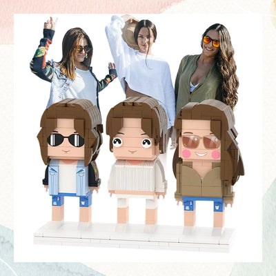 Individuelle Bausteinfiguren – 3 Personen – Geschenk für die Freundin