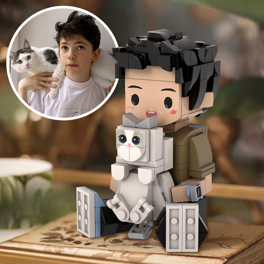 Individuelle Bausteinfigur – Sitzende Figur – Personalisierbares Spielzeug