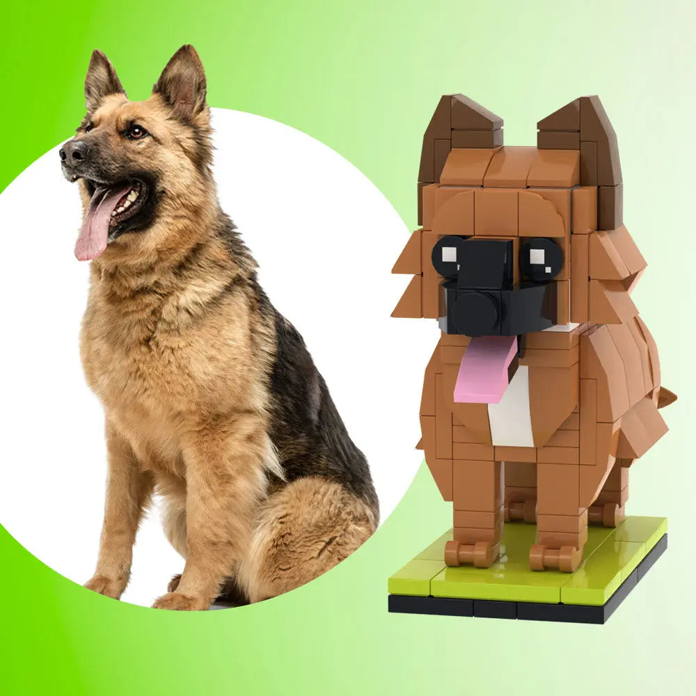 Individuelle Bausteinfigur – 1 Hund – Personalisierter Deutscher Schäferhund