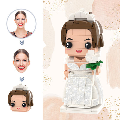 Individuelle Bausteinfigur – Braut mit Blumenstrauß – Hochzeitsgeschenk