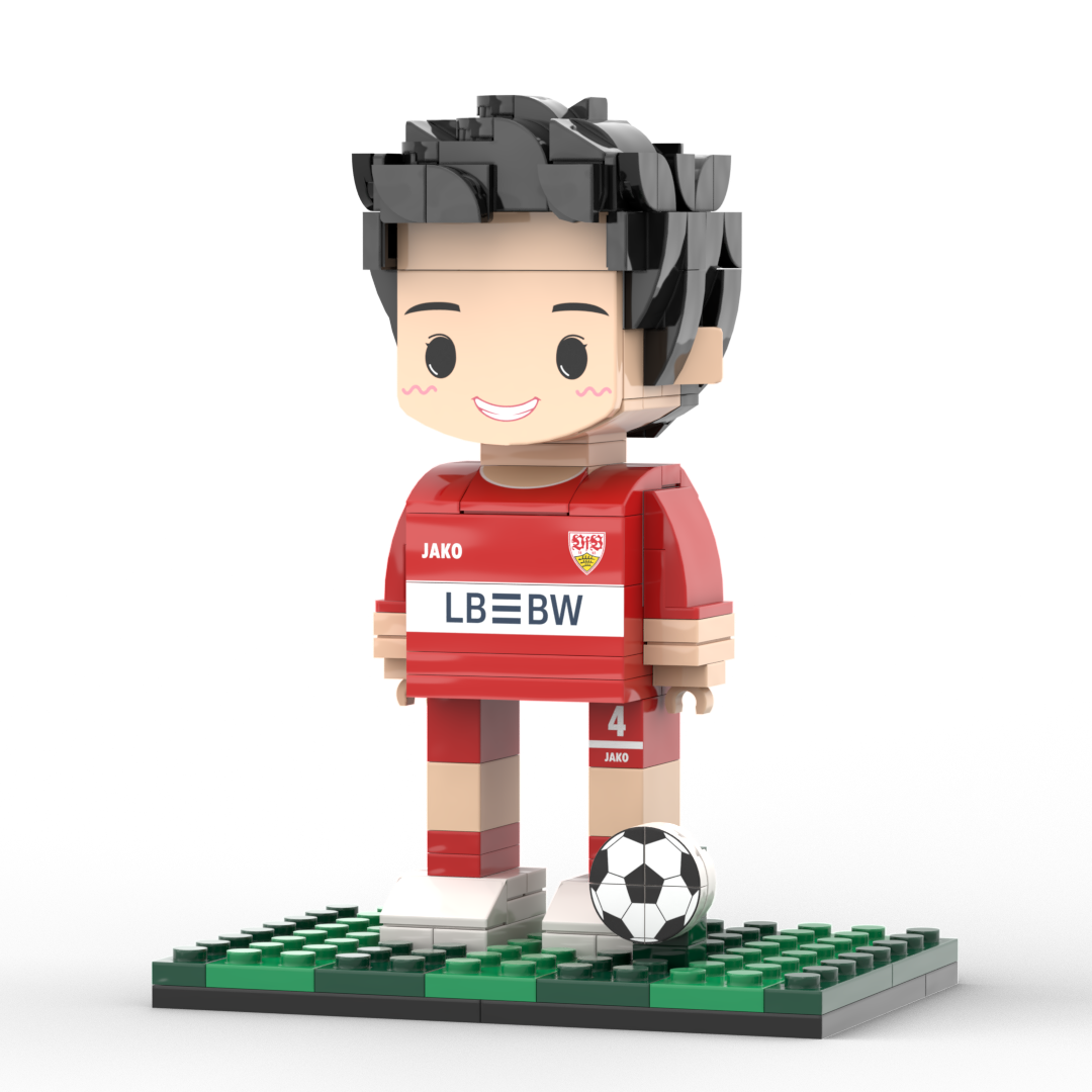 Personalisierte Bausteinfigur - 1 Person mit Bilderrahmen - Fußballspieler