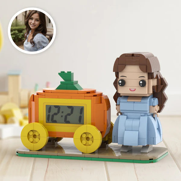 Individuelle Bausteinfiguren – Uhr mit Kürbis-Design – Personalisiertes Geschenk