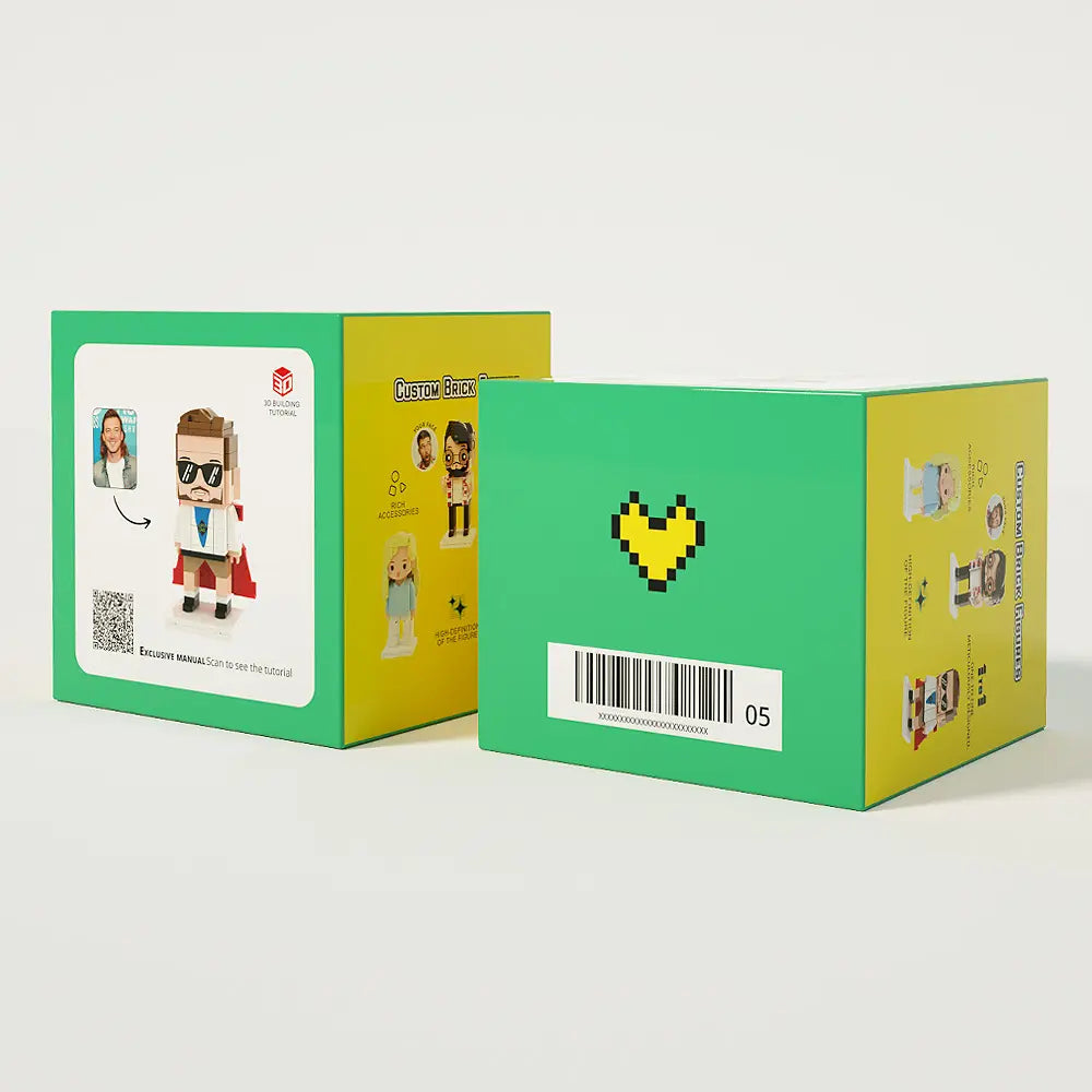 Individuelle Bausteinfigur – 1 Person mit Bilderrahmen – Geschenk für sie